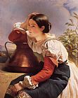 Franz Xavier Winterhalter Canvas Paintings - Young Italian Girl by the Well
